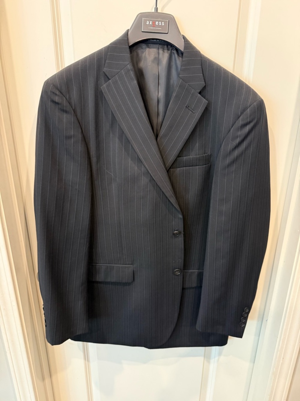 Axcess Men's Black Pinstripe Suit Jacket